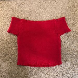 Lottie Miss Off the Shoulder Smocked Crop Top
